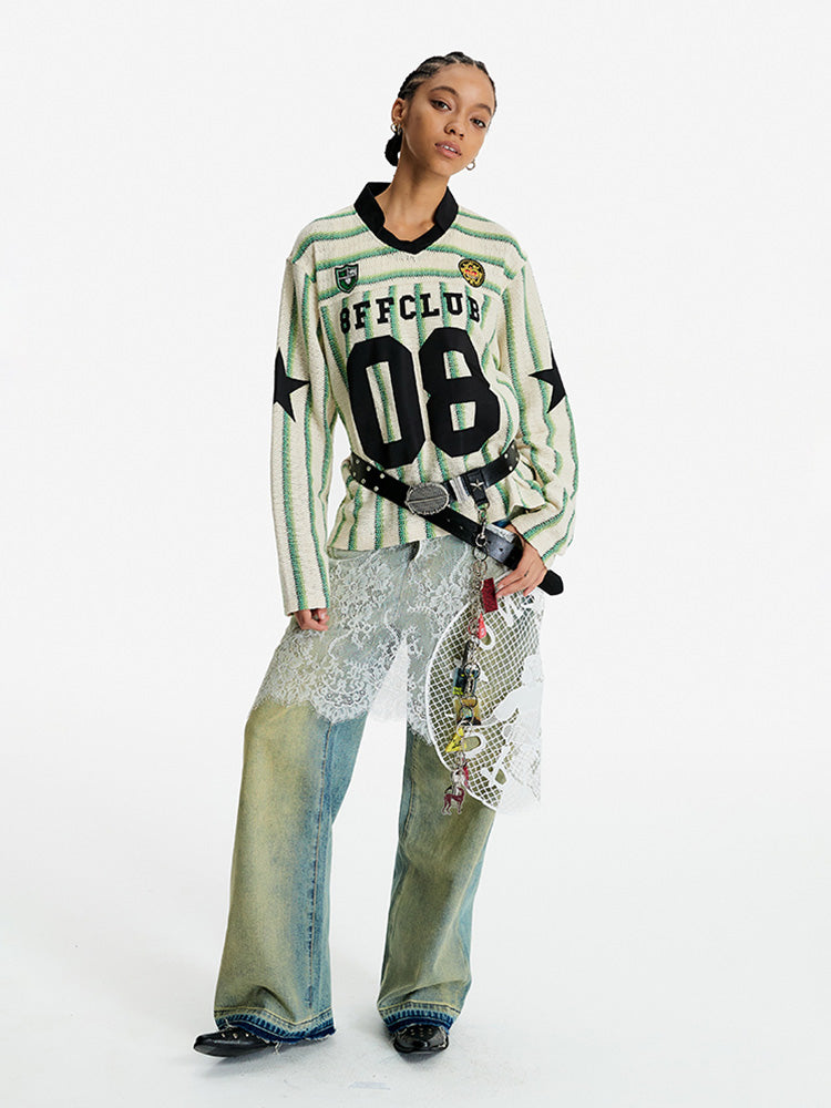 EAC–RetroJersey Striped Cropped Tee