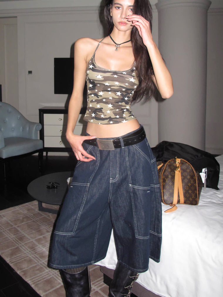 PocketWave Cropped Wide-Leg Jeans