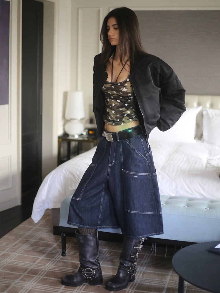 PocketWave Cropped Wide-Leg Jeans