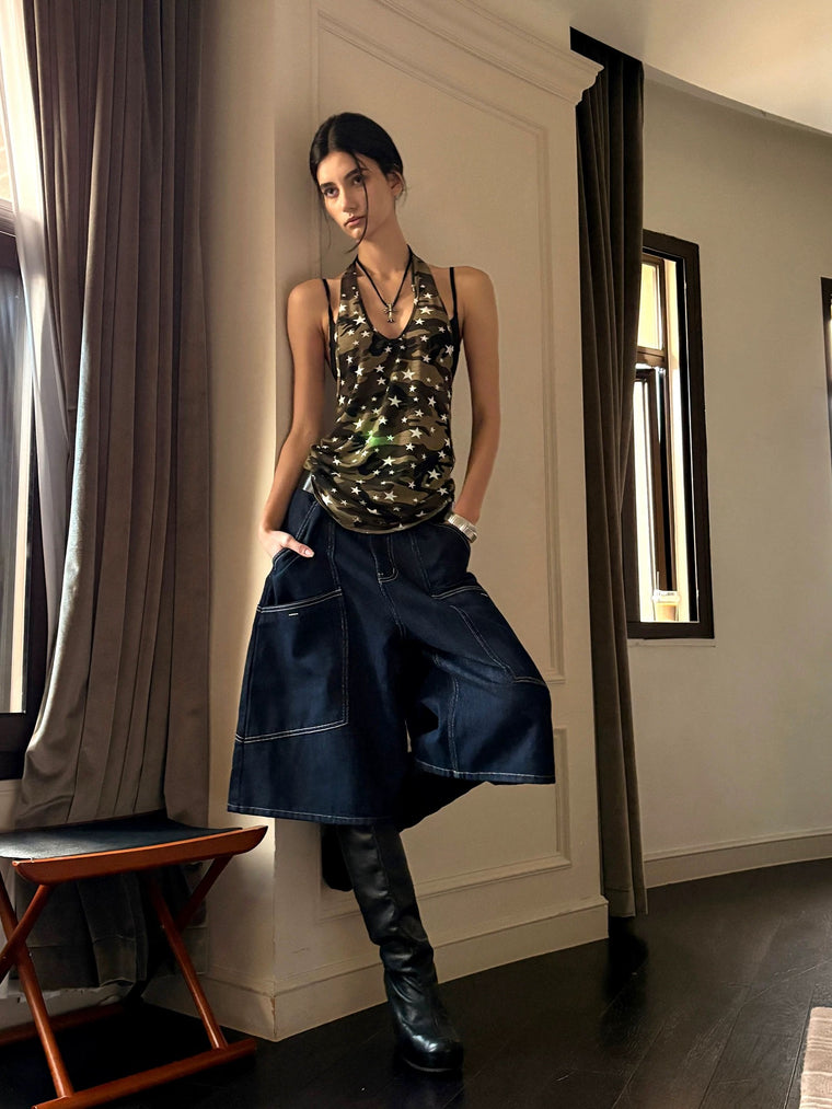 PocketWave Cropped Wide-Leg Jeans