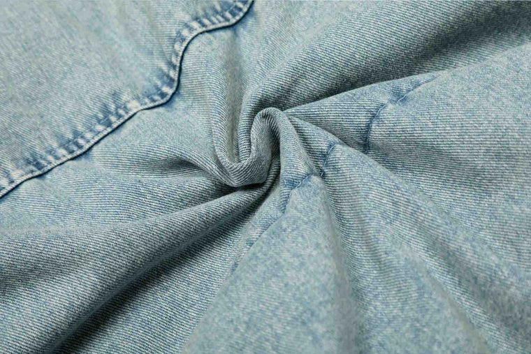 EAC–Denim Puffer Jacket with Fur Collar