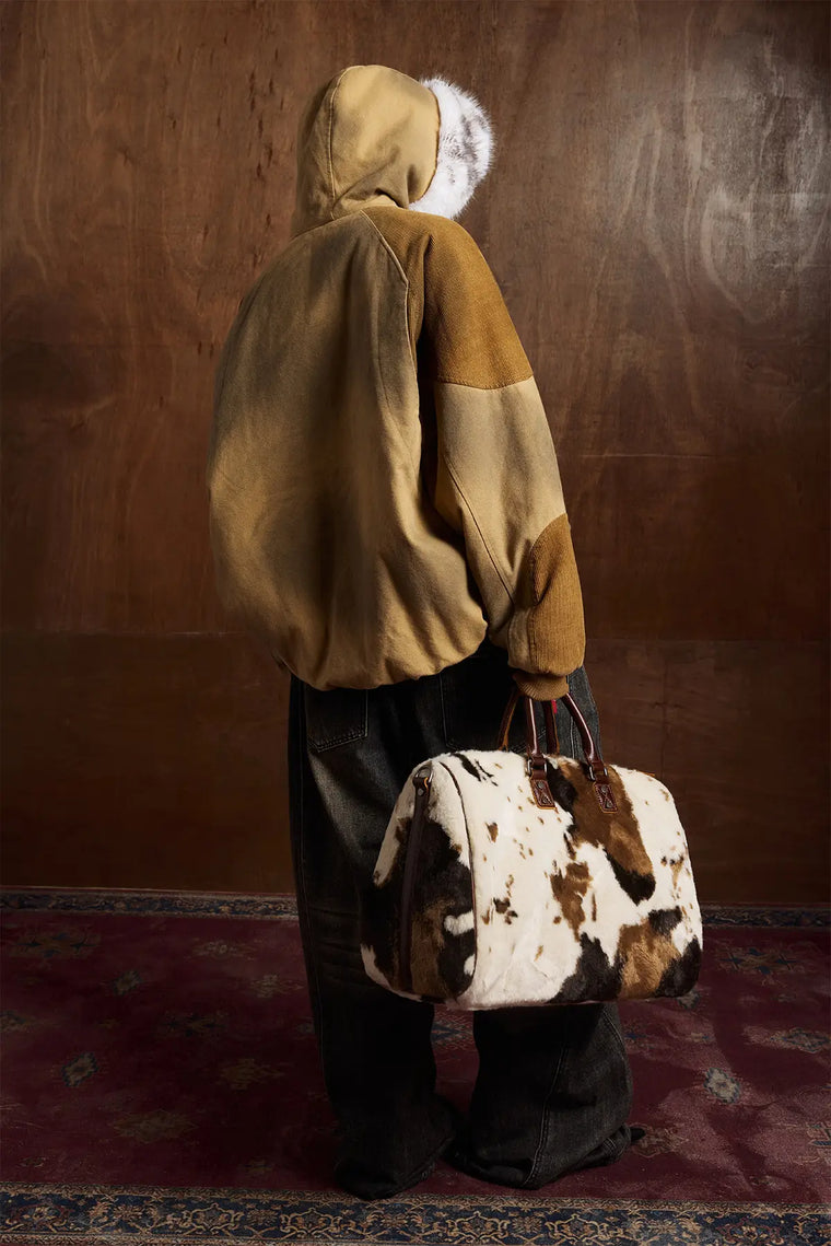 EAC–Vintage Wash Fur-Trim Hooded Jacket