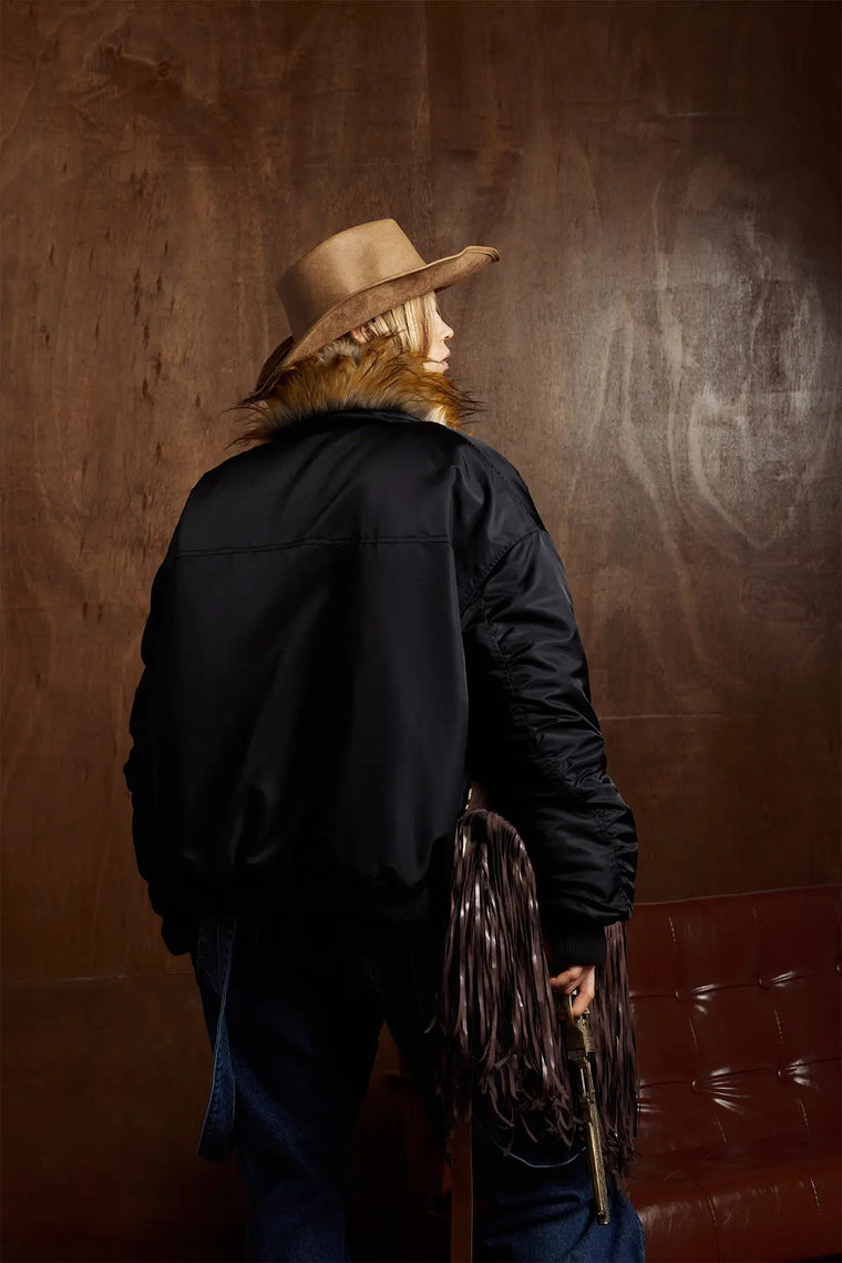 EAC–Insulated Faux Fur Collar Bomber Jacket