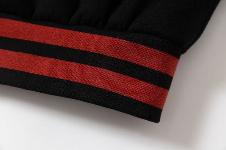 Retro Contrast Varsity Jacket with Heavy Graphic Embroidery