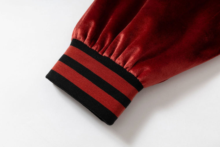 Retro Contrast Varsity Jacket with Heavy Graphic Embroidery