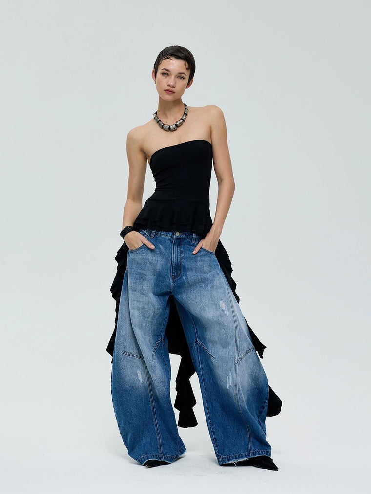 EAC–Distressed Curved Jeans