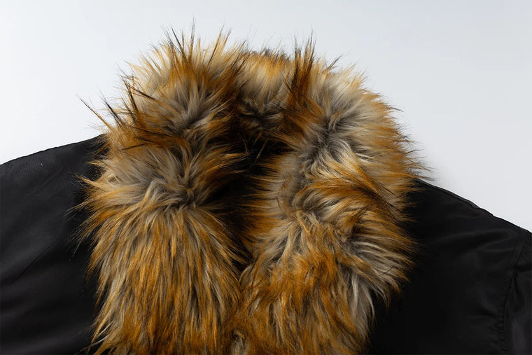 EAC–Insulated Faux Fur Collar Bomber Jacket