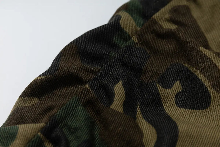 EAC–Faux Fur Trim Hooded Camouflage Layered Jacket