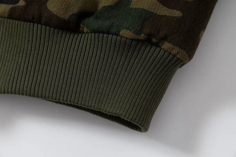 EAC–Faux Fur Trim Hooded Camouflage Layered Jacket