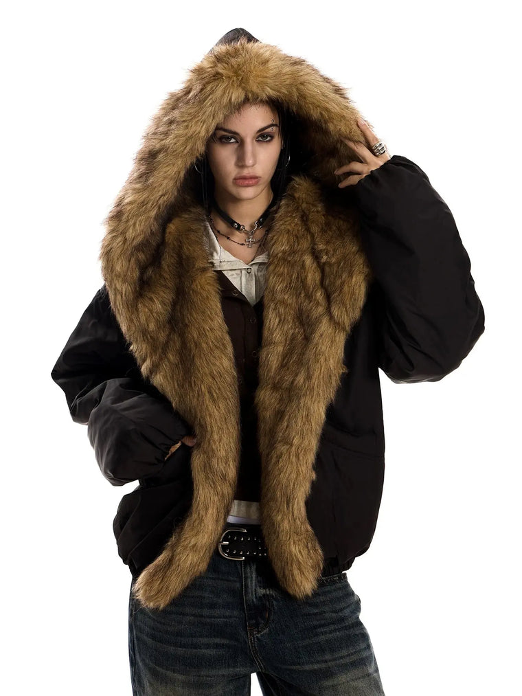 EAC–Faux Fur Trim Puffer Jacket