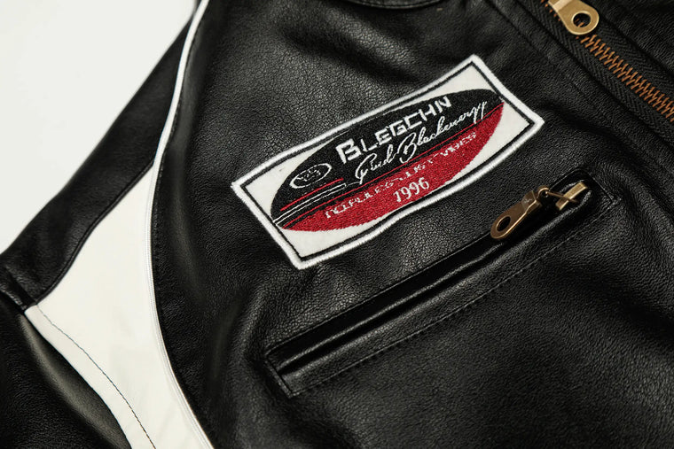 EAC – Contrast Panel Short Leather Jacket