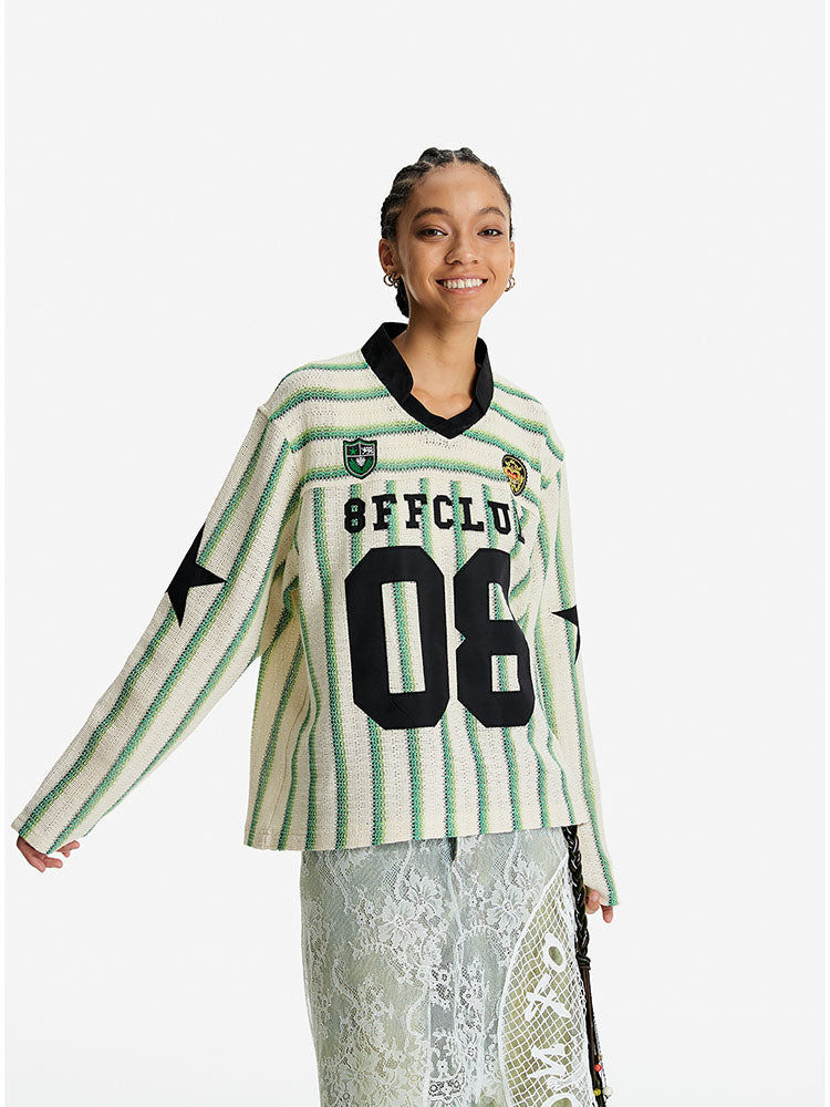EAC–RetroJersey Striped Cropped Tee