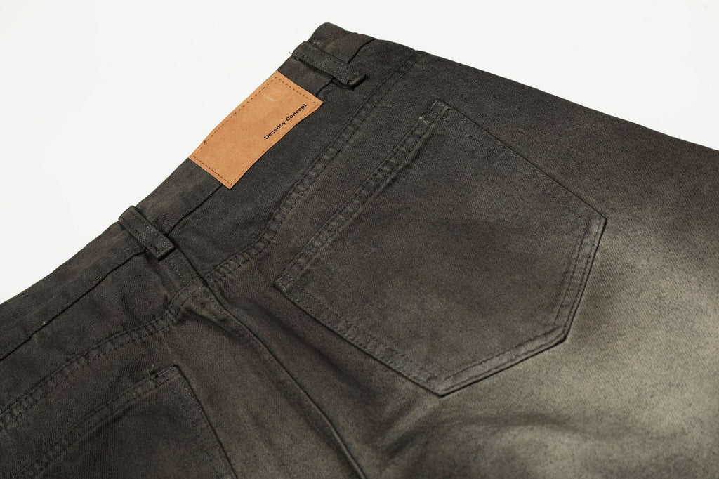 EAC-Grunge Wash Curved Leg Jeans