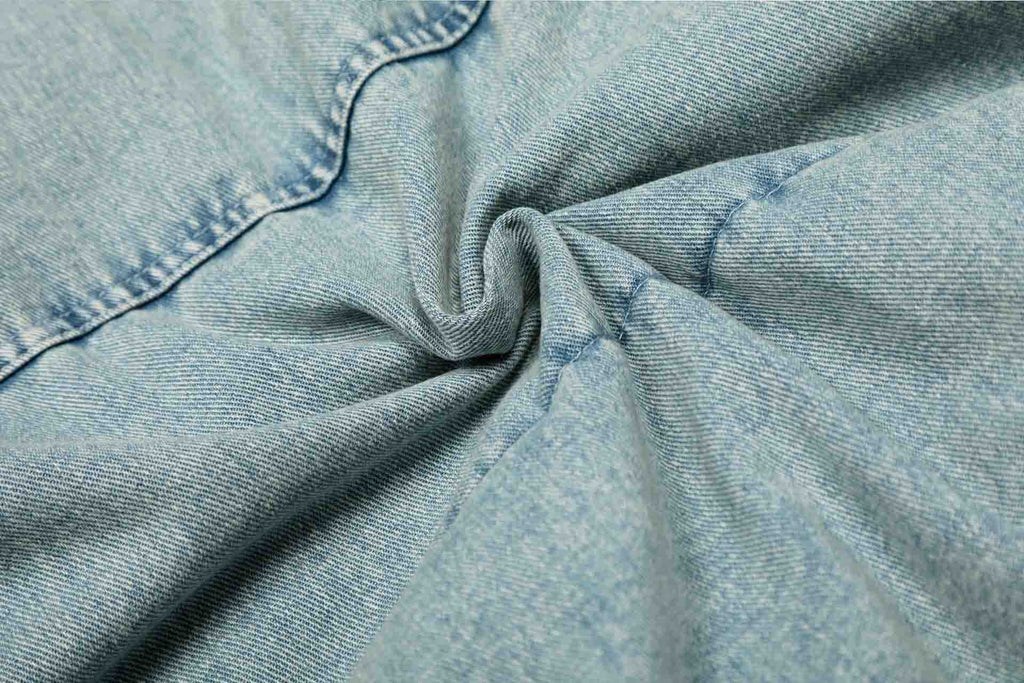 EAC–Denim Puffer Jacket with Fur Collar