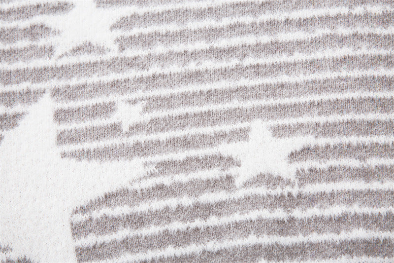 EAC–Star Stripe Fur-Trim Hooded Knit