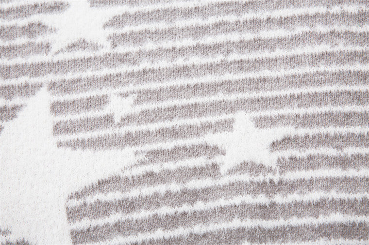 EAC–Star Stripe Fur-Trim Hooded Knit