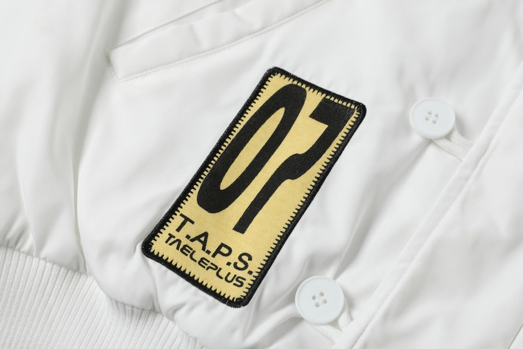 EAC–Patch Embroidered Fur-Trim Hooded Padded Jacket