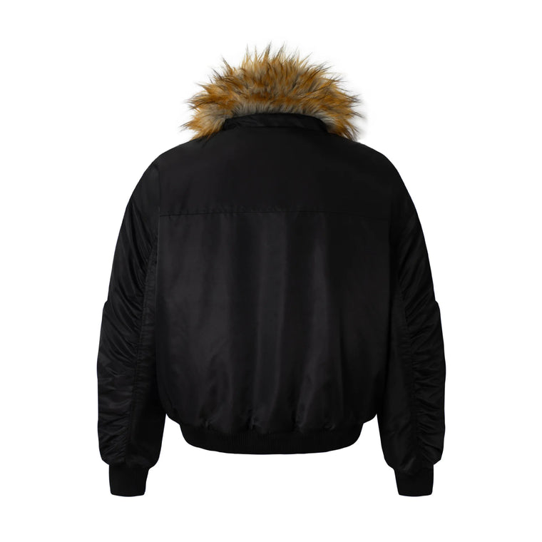 EAC–Insulated Faux Fur Collar Bomber Jacket