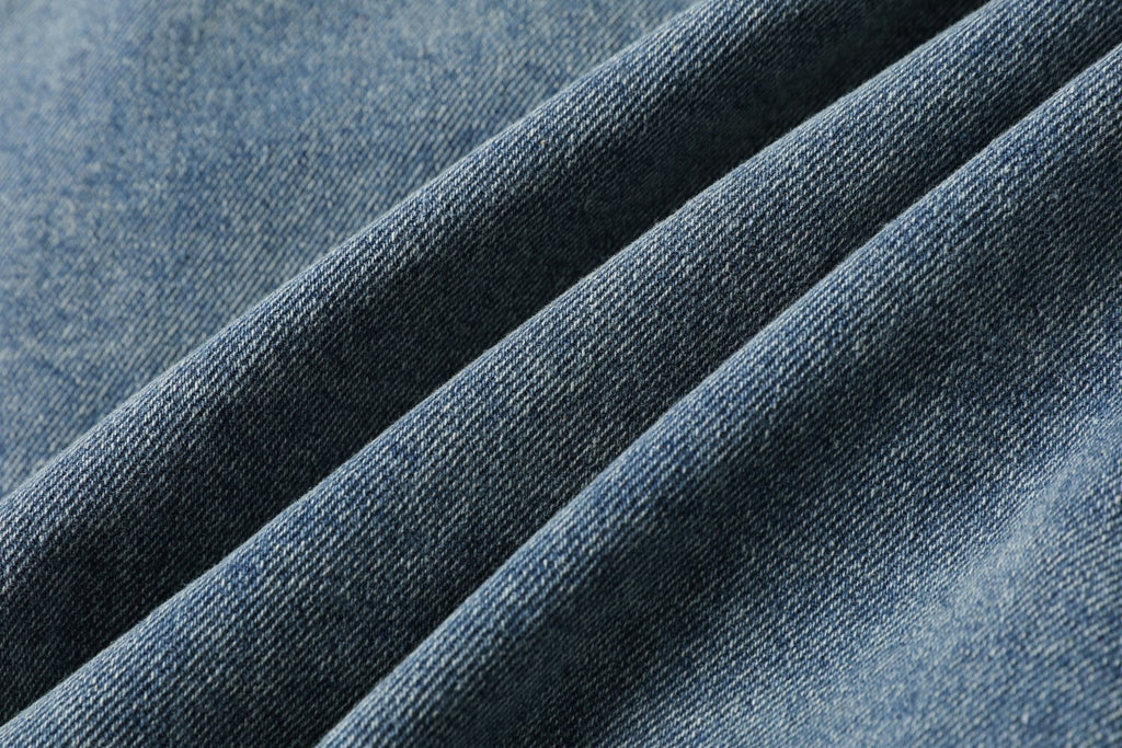 EAC–Vintage Wash Denim Jacket with Leopard Faux Fur Lining