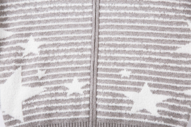 EAC–Star Stripe Fur-Trim Hooded Knit