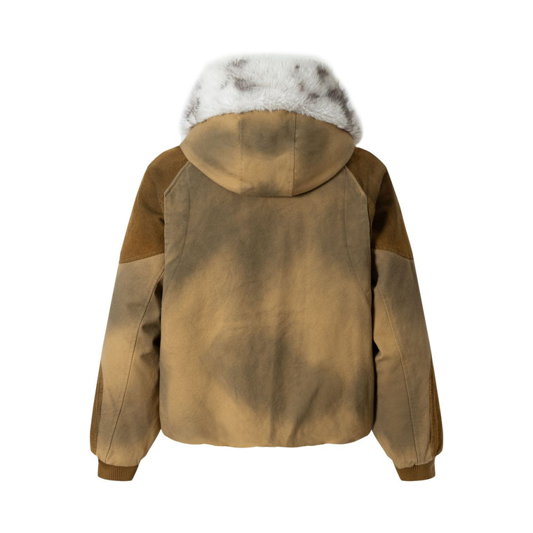EAC–Vintage Wash Fur-Trim Hooded Jacket