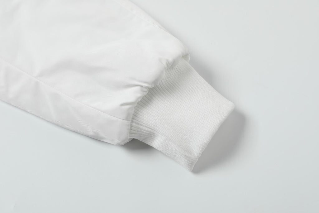 EAC–Patch Embroidered Fur-Trim Hooded Padded Jacket