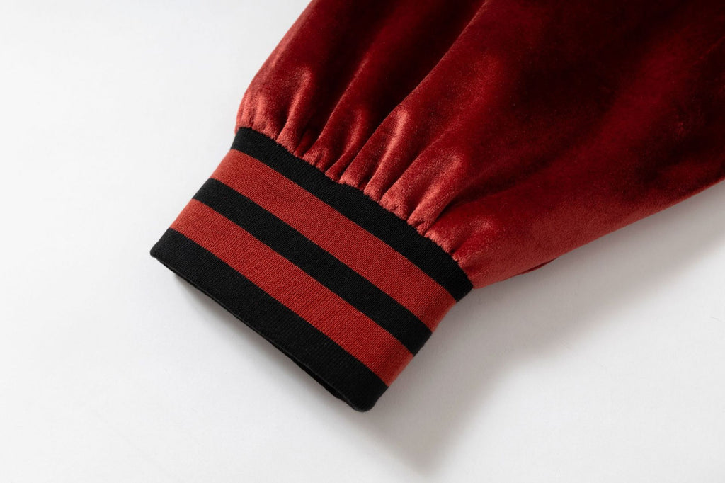 Retro Contrast Varsity Jacket with Heavy Graphic Embroidery
