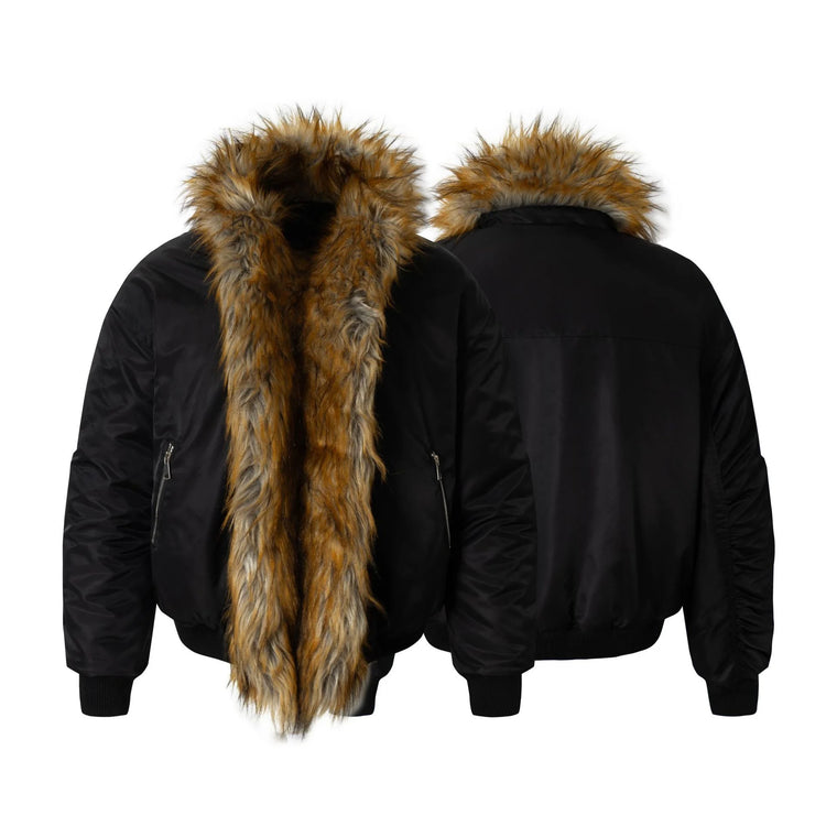 EAC–Insulated Faux Fur Collar Bomber Jacket