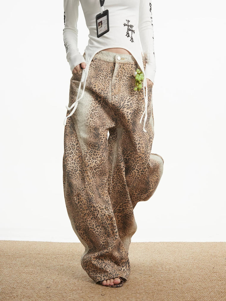 EAC–Leopard Curved Leg Jeans