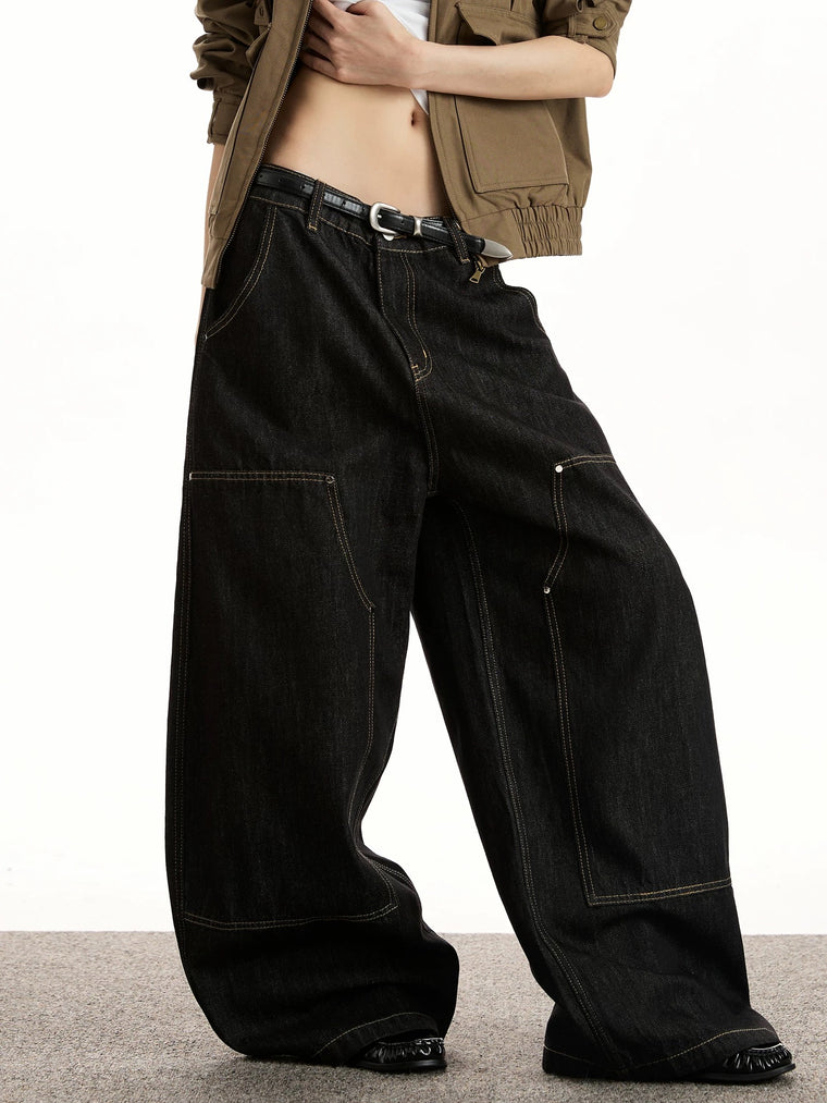 EAC – Curved Double-Knee Raw Denim Jeans