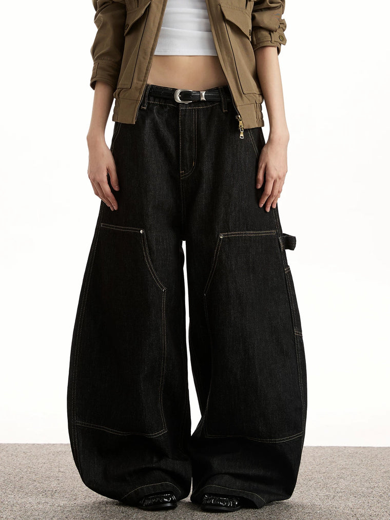 EAC – Curved Double-Knee Raw Denim Jeans