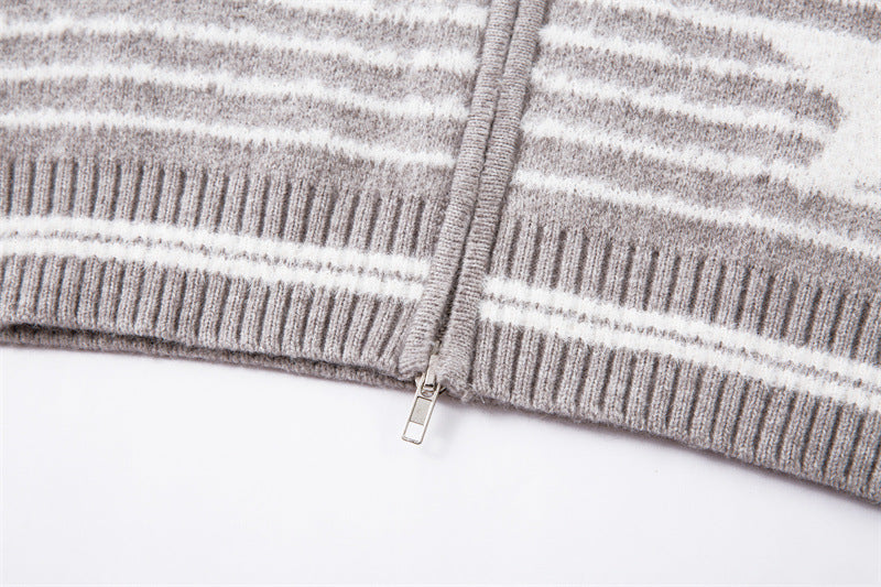 EAC–Star Stripe Fur-Trim Hooded Knit