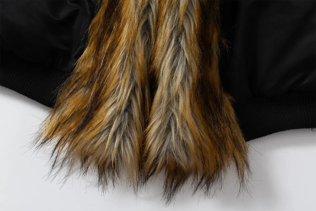EAC–Insulated Faux Fur Collar Bomber Jacket