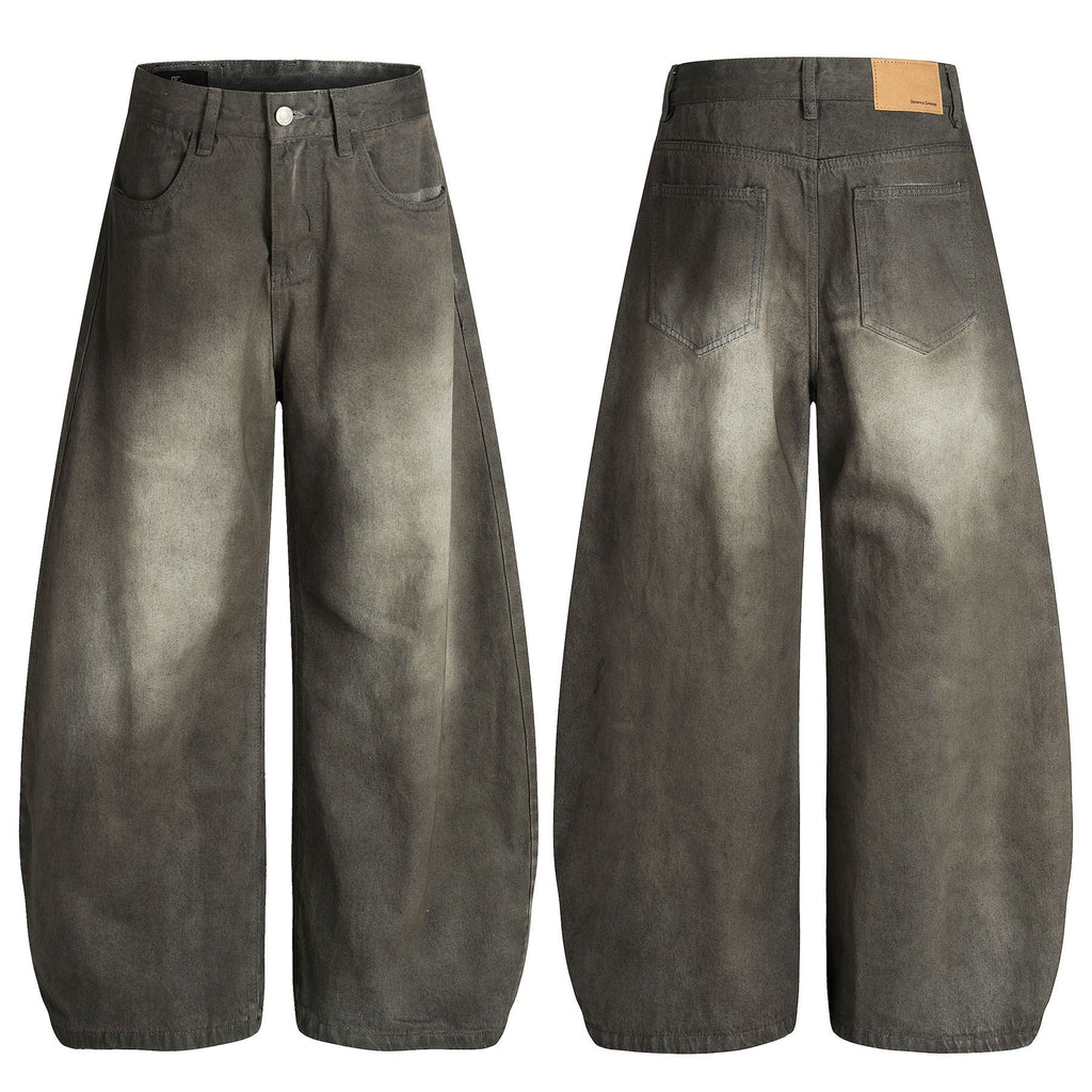 EAC-Grunge Wash Curved Leg Jeans