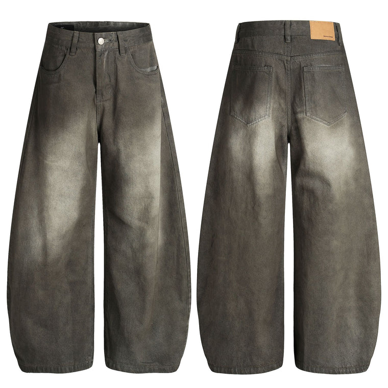 EAC-Grunge Wash Curved Leg Jeans