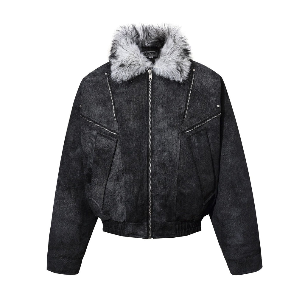 EAC–Faux Fur Collar Cropped Padded Jacket