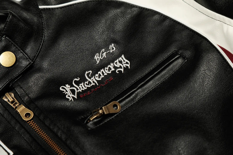 EAC – Contrast Panel Short Leather Jacket