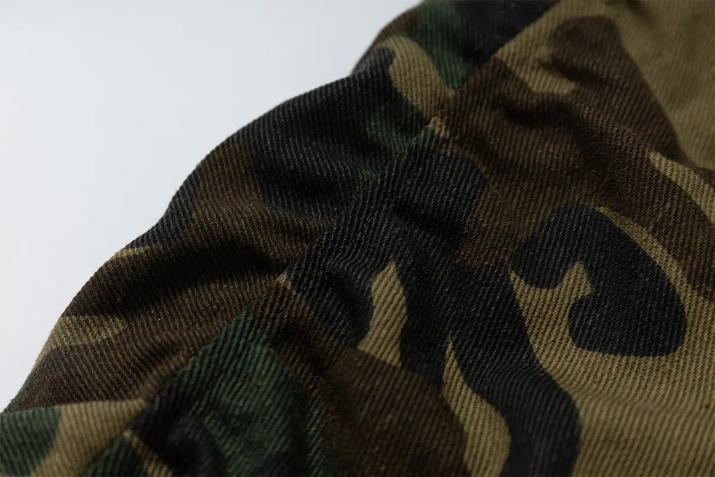 EAC–Faux Fur Trim Hooded Camouflage Layered Jacket
