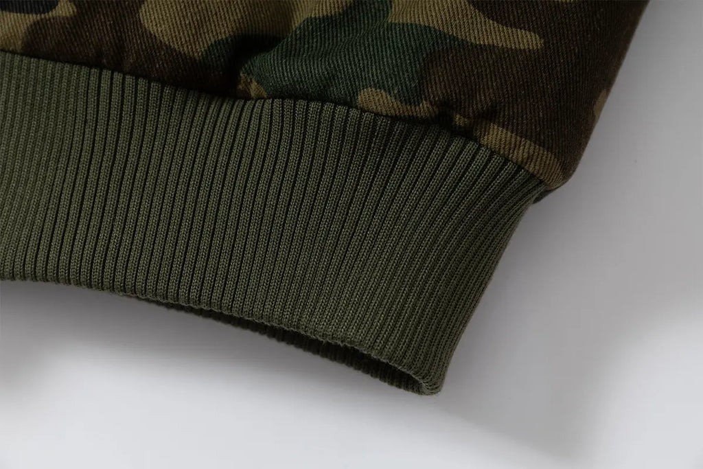 EAC–Faux Fur Trim Hooded Camouflage Layered Jacket