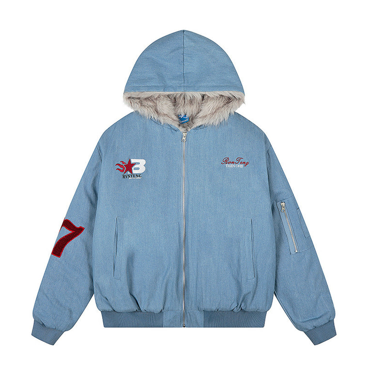 EAC–Vintage Wash Faux Fur Padded Jacket