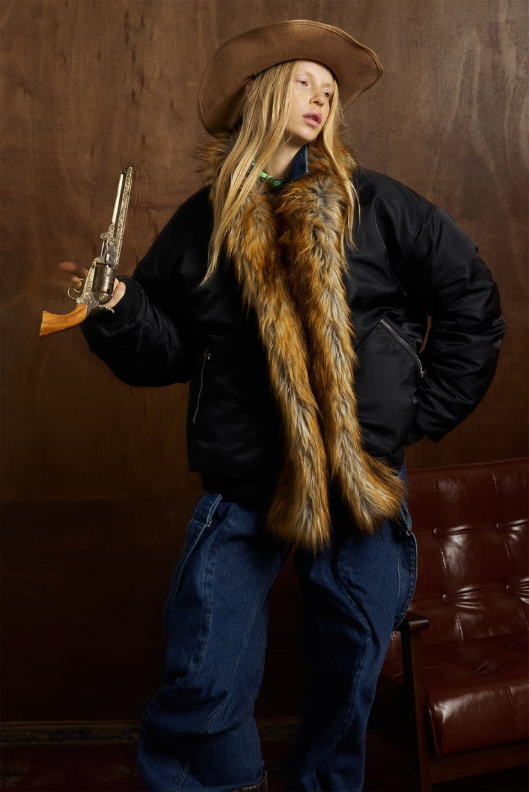 EAC–Insulated Faux Fur Collar Bomber Jacket