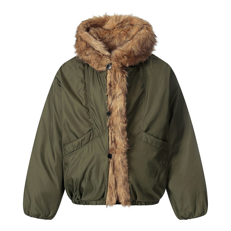 EAC–Faux Fur Trim Puffer Jacket