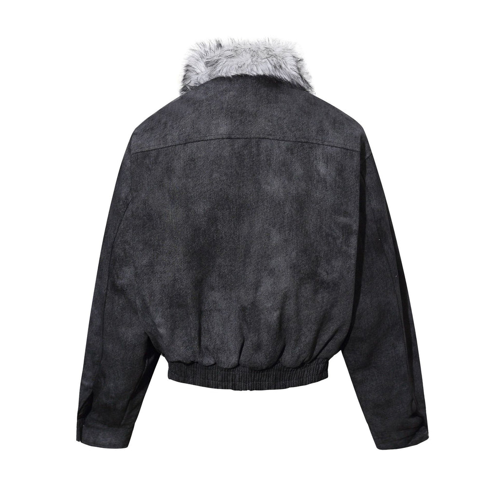 EAC–Faux Fur Collar Cropped Padded Jacket