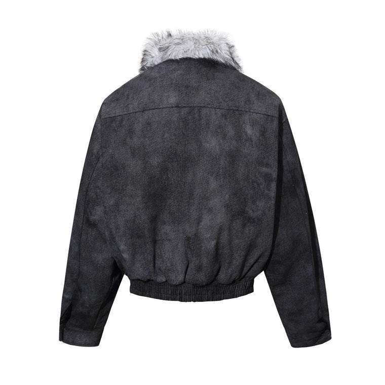 EAC–Faux Fur Collar Cropped Padded Jacket