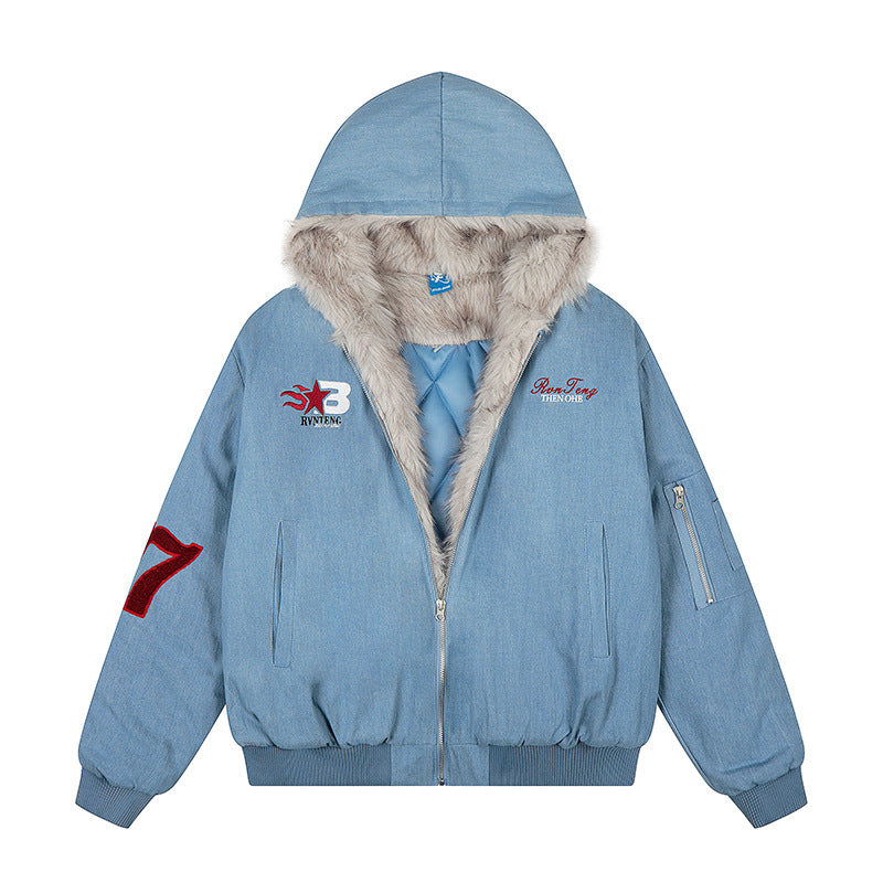 EAC–Vintage Wash Faux Fur Padded Jacket