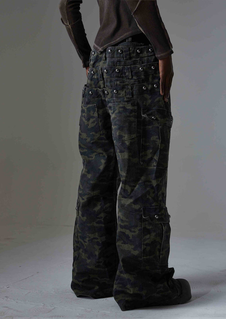 EAC – Washed Camo Studded Cargo Jeans