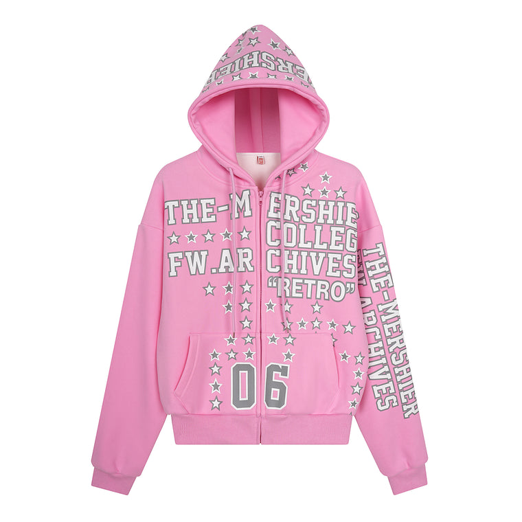 EAC–Star Print Fleece Zip Hoodie