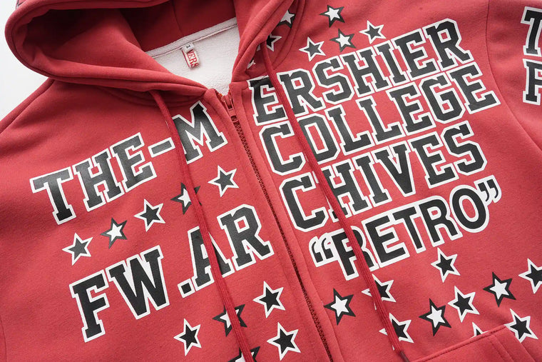 EAC–Star Print Fleece Zip Hoodie