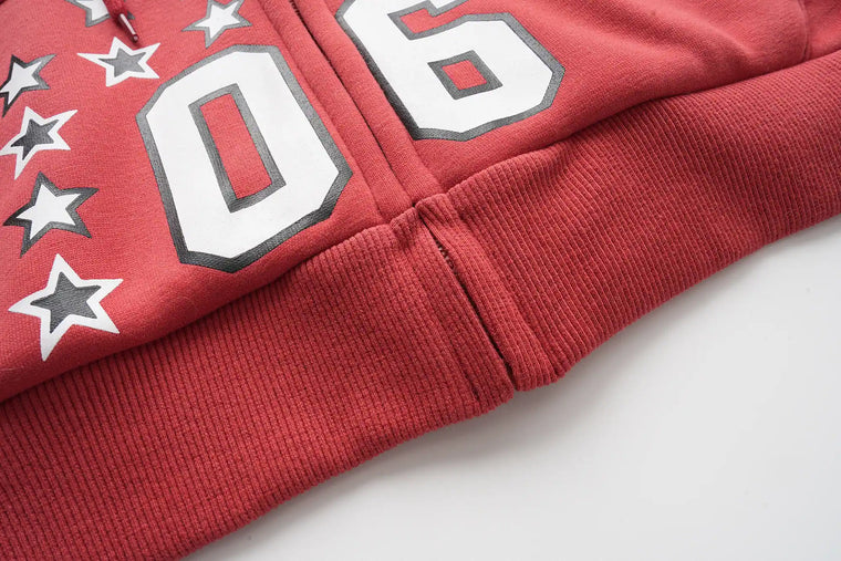 EAC–Star Print Fleece Zip Hoodie