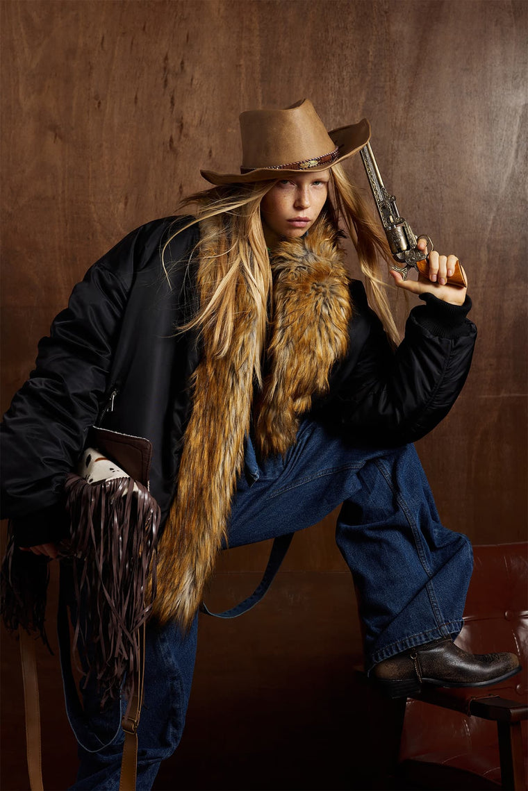 EAC–Insulated Faux Fur Collar Bomber Jacket